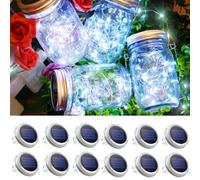 30 LED 12 Packs Solar Lights for Mason Jars（No Jar） Lids String Fairy Lights Solar Lantern Hanging Lights for Patio Yard Garden Wedding Decor Cool White