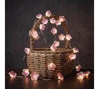 30 Led Fairy Lights for Bedroom, 3M Battery Operated Pink Flower String Lights with Daisy & Cherry Blossom Options, Waterproof Copper Wire Lights for Bedroom, Outdoor, Garden Decor (A-Cherry Blossom)