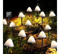 30 LED Solar Garden Lights Outdoor, Mushroom Pathway Lamp, 8 Modes 6.5M/ 21.3ft Garden Landscape Stake Lights, Waterproof Solar Ground Lamps for Yard, lawns, Wedding Party Decoration, Warm White