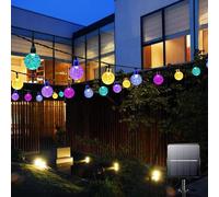 30 LED Solar String Lights Outdoor,3M Solar Powered Garden Lights with 8 Modes,IP65 Waterproof Crystal Ball Lights for Bedroom,Gift,Patio,Party (Multi-Coloured)