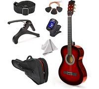 30" Left Handed Wood Guitar with Case and Accessories for Kids/Girls/Boys/Teens/Beginners (Red Gradient)