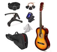 30" Left Handed Wood Guitar with Case and Accessories for Kids/Girls/Boys/Teens/Beginners (Sun)