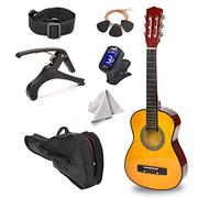 30" Left Handed Wood Guitar with Case and Accessories for Kids/Girls/Boys/Teens/Beginners (Wood)
