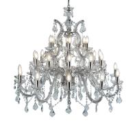 30 Lights Chrome Frame Ceiling Fitting Chandelier Light with Clear Crystal Drops
