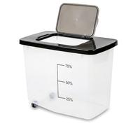30 Litre Airtight Pet Food Container with Rolling Wheels | Clear Plastic Bin Cat Food Dispenser | Kibble Storage Containers | Transparent Dog Food Container for Dry Food Storage (Black)