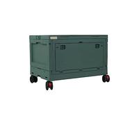 30 Litre Folding Plastic Storage Box - Green | Collapsible Storage Box with Wheels | Spacious Storage Box with Lids | Heavy Duty Multipurpose Tote Crate