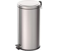 30 Litre Foot Pedal Bin Stainless Steel Metal Waste Rubbish Dustbin Gr8 Home Silver One Size