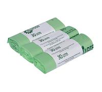 30 Litre x 30 All-Green Compostable Bags Kitchen Kerbside Caddy Liner - Food Waste Bin Liners - EN 13432-30L Bags with Composting Guide