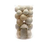 30 Luxury Shatterproof Christmas Baubles Decorations - Wool White - 340594