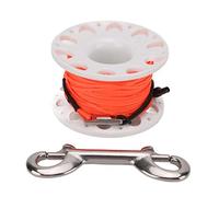 30 m Line Finger Reel Diving Spool, 7 cm Plastic Spool with 316 Stainless Steel Clamp Prevent Entanglement Copper Swivels, Cave Wreck Exploration Fishing Gear (White)