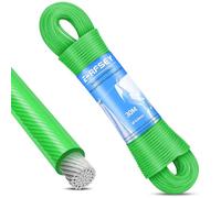 30 m Washing Line with Steel Core Outdoor Heavy Duty Extra Strong Clothes Lines with a Load Capacity of 120 kg, Rustproof and Waterproof Clothes Rope for Garden Green