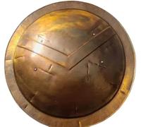 30'' Medieval Metal Shield 300 King Spartan Shield Steel Costume Shield Battle Warrior Shield Reenactment SCA LARP Shield Halloween Shield, Brown