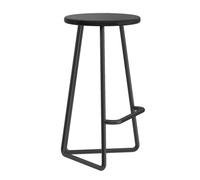 30" Metal Counter Stool with Solid Wood Seat - Backless Bar Chairs Armless Kitchen Stools with Footrest for Home & Bar - Ele Black 26in/65cm Design