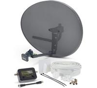 (30 Meter Twin + TRIPOD SATFINDER, White) Viewi Portable Satellite RV Dish Kit Camping Tailgating with Quad Tripod & Sat Finder