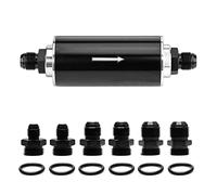 30 Micron Inline Fuel Filter 6AN 8AN 10AN Aluminum Universal Fuel/Gas/Petrol Filter Adapter Fittings & Fuel Filter Mounting Bracket Black/Silver 58MM