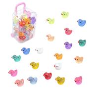 30 Mini Ducks with Pink Suitcase,Glow in the Dark Mini Resin Ducks for Fairy Gardens and Aquarium Decor,Tiny Plastic Ducks Bulk Set for Dollhouse Miniatures and Party Favours,Multicoloured Small Ducks
