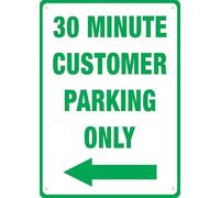 30 Minute Customer Parking Only Left Arrow Warning Metal Sign Tin Signs Aluminum for Outdoors Use Yard Farm Fence Home Wall Decor 8x12 inch