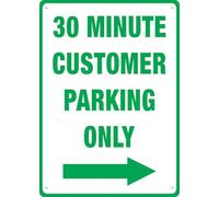 30 Minute Customer Parking Only Right Arrow Signs Outdoor, Uv Printed Aluminum 12 X 8 In, Weatherproof And Security Signs For Home Or Business