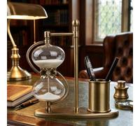 30 Minute Hourglass Ornament Pen Holder Sand Clock Vintage Metal Home Decor