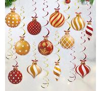 30 Mixed Christmas Ceiling Swirl Decor for Party Supplies - Single & Double Swirls, Red & Gold