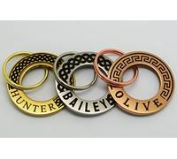 30 mm Super Thick Double Side Ring Shape Engraved ID Name Round Disc Personalised Engraving pet Dog cat tag (Silver)