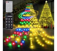 30+ Modes Coated Christmas Tree Lights Indoor with Remote - 2.15M x 12 Lines 312 LED Cascading Twinkle Lights Ring for Christmas Tree, Smart App Outdoor Waterproof for 2 2.1 2.2 M Xmas Tree