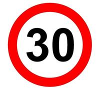 30 mph kmph speed limit road sign - Self adhesive sticker (400mm x 400mm)