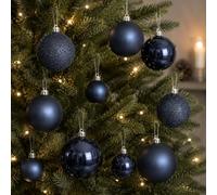30 night blue baubles - round bauble decorations - christmas tree hanging ornament - 4cm 40mm 5cm 50mm 6cm 60mm baubles - matt, glitter & gloss finish - tree wreath garland decorations