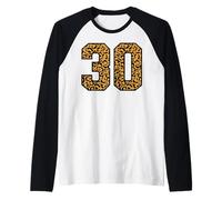 30 Number Leopard Thirty Team Sports Varsity Matching Raglan Baseball Tee