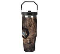 30 Oz A Little Yorkshire Terrier Nestled in A Tree Hole Tumbler with Top Handle Straws Double Wall Travel Coffee Mug Insulated Water Bottle Fits Car Cup Holder, Stainless Steel Cup for Hot And Cold Be