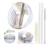 30 oz Lid Leakproof Detachable Compatible with Stanley Cup 30 oz with Straw and Lid Reusable Straw Cover Fit for Stanley Accessories Flip Straw (Cream, 30 OZ)