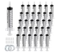 30 Pack 10ml Plastic Syringe, Syringe Tools Individually Wrapped with Sealing Cap&Soft Tube for Scientific Labs Measuring Watering Feeding Pets Oil or Glue Applicator (10ml)