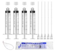 30 pack 10ml Sterile Luer Lock Syringe with cap and Soft Plastic Tube ，syringes with tube Liquid Dispensing and sucking,Scientific Labs, Watering,pet Feeding，Individually Wrapped