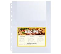 30 Pack 120 Pockets 4x6 Recipe Card Sleeves,3 Ring Binder Recipe Card Protector Pages,Double Sided 2 Pocket Refill Sheets for Recipe Book, 8.5x11 Inch Top Loading Clear Sleeve Sheets