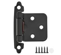 30 Pack 15 Pair Black Cabinet Hinges - 1/2 inch Overlay Kitchen Cabinet Hinges, Semi-Concealed Hinges, Self Closing Cabinet Door Hinges with Door Bumper, Black Face Mount Cabinet Hardware