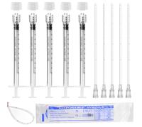 30 pack 1ml Sterile Luer Lock Syringe with cap and Soft Plastic Tube ，syringes with tube Liquid Dispensing and sucking,Scientific Labs, Watering,pet Feeding，Individually Wrapped
