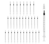 30 Pack 1ml Syringe with Cap, Colostrum Syringe without Needle, Plastic Feeding Syringes Small, Individually Wrapped, for Liquid Measuring, Scientific Lab, Feeding Pet