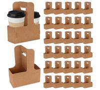 30 Pack 2-Cups Craft Drink Carrier, Disposable 12-23 Oz Cup Holder with Handle, Portable Take Out Cup Carriers for Delivery Coffee Beer Beverage (30 Pack)