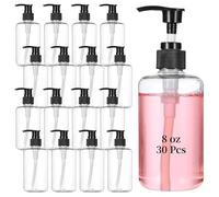 30 Pack 230ml Clear Empty Lotion Bottles Plastic Pump Hand Dish Dispenser Round Bottles Containers Refillable Container Black White Pumping for Shampoo Conditioner Body Wash Cream Liquid Soap