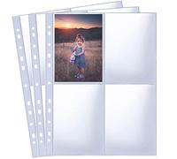 30 Pack 240 Pockets A6 Photo Sleeves for A4 2/3/4 Ring Binder, Ultra-Clear Double-Sided 4 Pocket 109x153 mm Photo Page Protector, Top Loading Photo Album Refill Pages