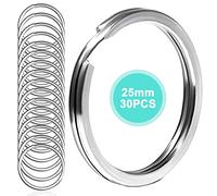 30 Pack 25mm Silver Split Jump Rings, Metal Round Key Rings with Double Loops Key Chain Ring Connectors for All Kinds of Keys, DIY, Crafts (Stainless Steel Primary Color)