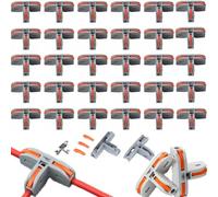 30 Pack 3-Way Lever Wire Connectors, 20A 250V T-Shape Reusable Quick Splice Electrical Terminal Blocks, Flame Retardant Cable Joiners for 0.08-4mm² AWG 28-12 Solid Stranded Wire