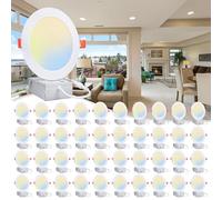 30 Pack 6 inch 5CCT Ultra-Thin LED Recessed Lighting with Junction Box 2700K-5000K Selectable Ceiling Light 960LM Dimmable Canless Downlight 12W Eqv 110W - IC Rated ETL Certified(30Pack (5CCT),4 Inch)