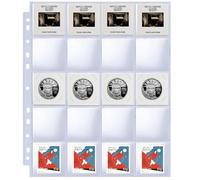 30 Pack 600 Pockets 2x2” Coin Flip Sleeves, Heavy Duty Stamp Collection Pages for 3 Ring Binder, 20 Pocket Photo Slide Flips Organizer Sheet, Top Loading Clear Cardboard Coin Holder Sleeves