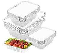 30 Pack Aluminium Foil Trays with Lids, 1800ml/650ml/430ml Large Tin Foil containers, Heavy Duty Deep Baking Pans for Cooking, Meal Prep, BBQ, Parties & Food Storage - Durable Foil Containers