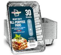 30 Pack Aluminium Trays Large, 32x26x7cm, Extra Heavy Duty Disposable Foil Pans For Baking, Roasting & Chafing, Deep Tin Foil Bakeware, Steam Table Tray, Cookware, Food Prepping, Cake & Oven Pan