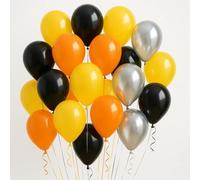 30 Pack Black Yellow Orange Balloons 10 Inch Silver Chrome Balloons for Construction Theme Party Birthday Baby Shower Boys Girls Celebration Truck Theme Party Decorations