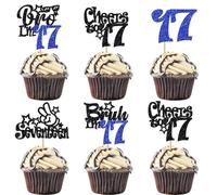 30 Pack Bruh I'm 17 Cupcake Toppes Glitter Dude Bro I'm 17 Fabulous Cupcake Picks Cheers to 17 Years Seventeen Cupcake Decorations for 13th Birthday Party Cake Decorations Supplies