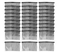 30 Pack Bulk 15 Teeth Silver Gold Black Metal Side Hair Combs Wire Twist Slide Hair Clips Wedding Bridal Veil Combs Decorative Headpiece French Twist Updo Bun Holder Accessories for Women (Black)