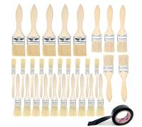 30 Pack Chip Paint Brushes Set 2.4/3.4/4.6/6 cm Wooden Handle Paint Brush and a Roll of Tape, Varnish Brush Professional Cheap Natural Bristle Set for Stains Varnishes Glues Trim & DIY Projects, Ideal